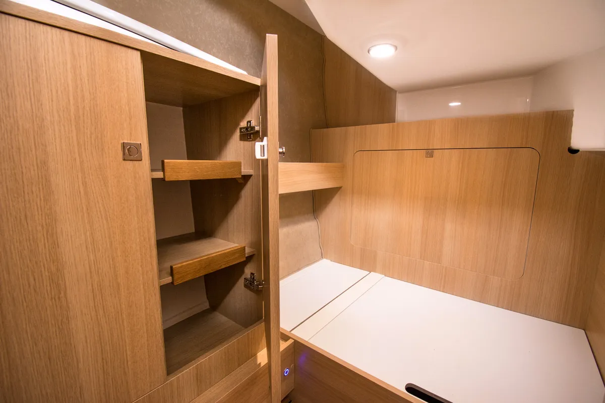 Cabin on Balt 918 - 2 cab. SAUNA, a Balt 918 Titanium motorboat at Wilkasy, Poland