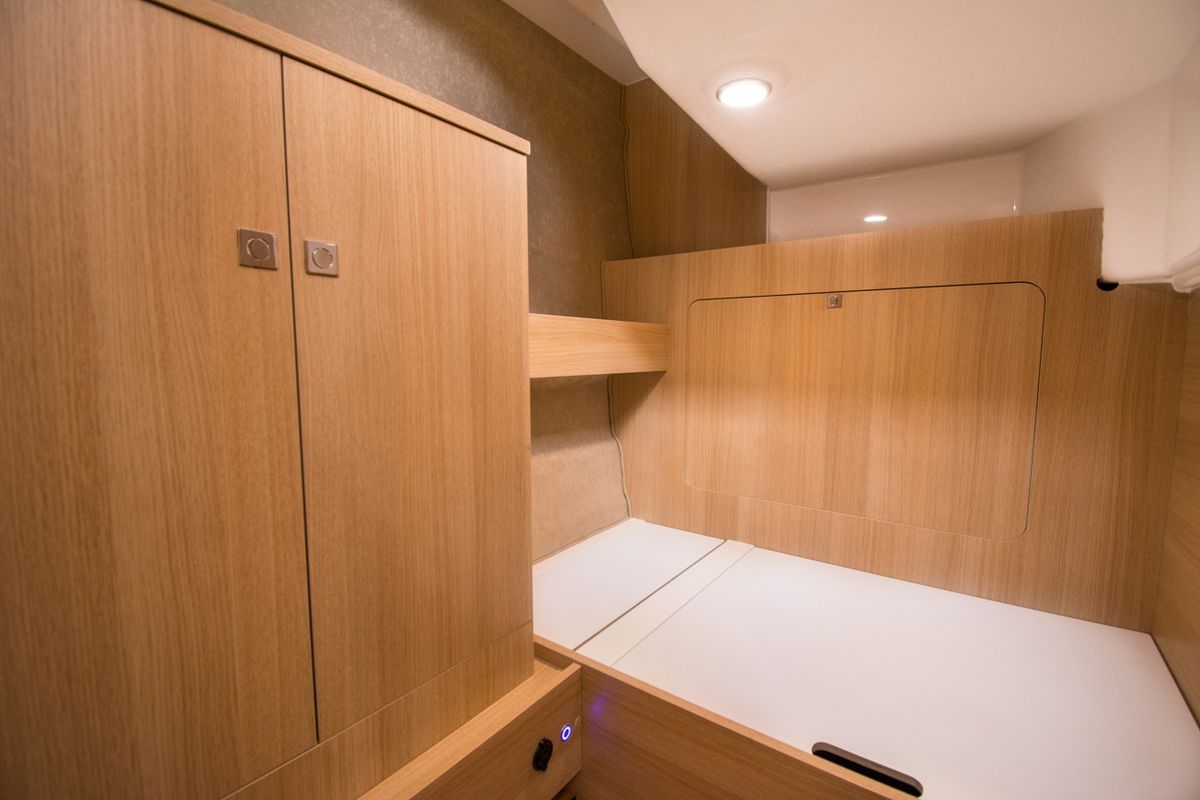 Cabin on Balt 918 - 2 cab. SAUNA, a Balt 918 Titanium motorboat at Wilkasy, Poland