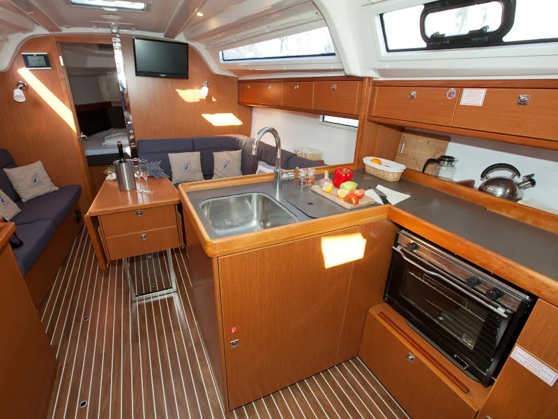 Galley of Gospoja, a Bavaria Cruiser 37 sailboat at Zadar, Croatia