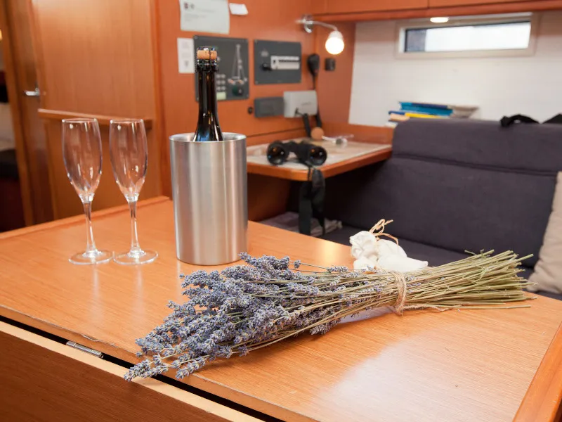 Salon of Gospoja, a Bavaria Cruiser 37 sailboat at Zadar, Croatia