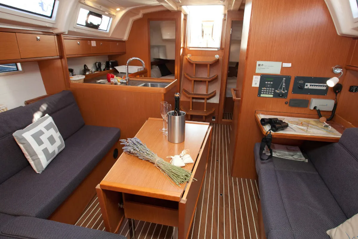 Salon of Gospoja, a Bavaria Cruiser 37 sailboat at Zadar, Croatia