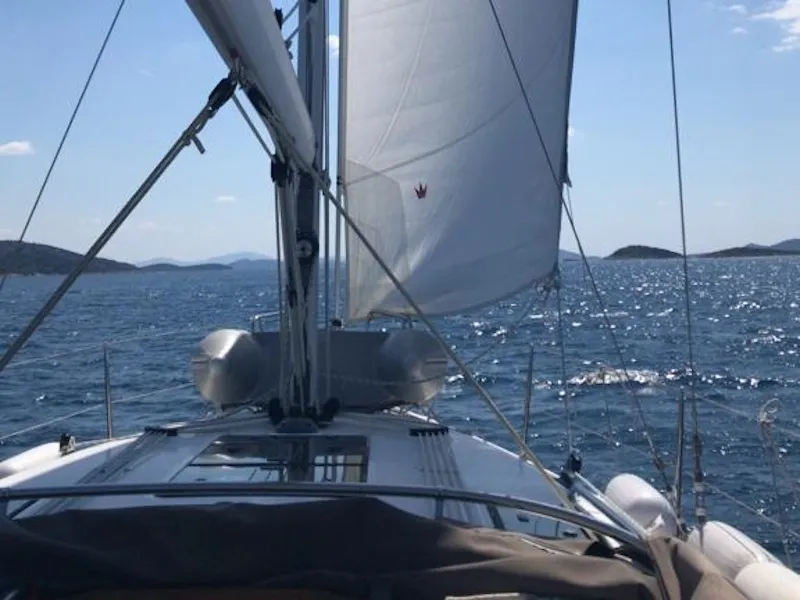 Deck of Gospoja, a Bavaria Cruiser 37 sailboat at Zadar, Croatia