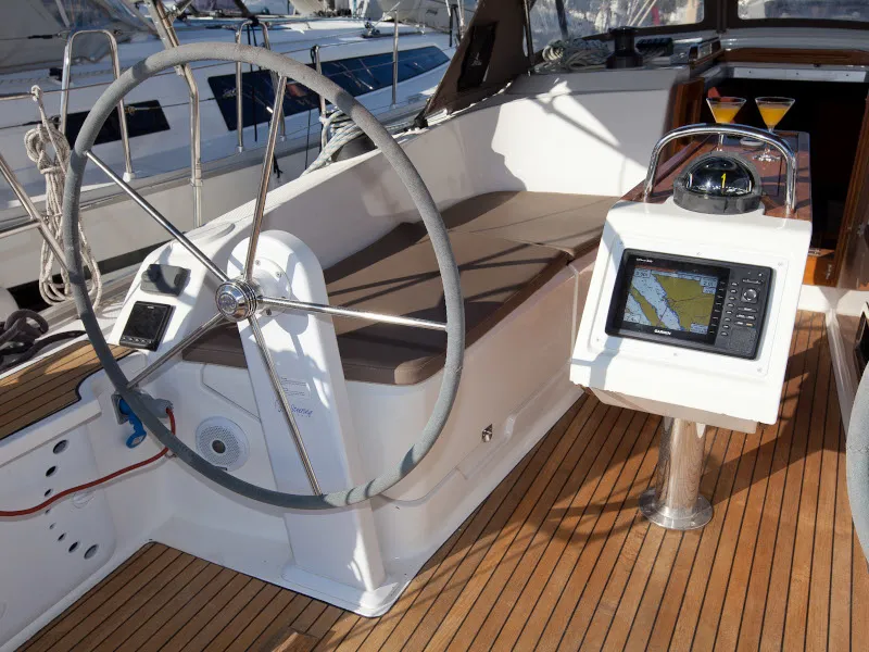 Cockpit of Gospoja, a Bavaria Cruiser 37 sailboat at Zadar, Croatia