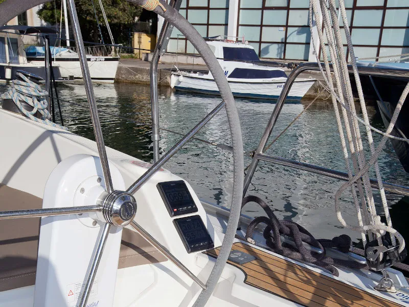 Cockpit of Gospoja, a Bavaria Cruiser 37 sailboat at Zadar, Croatia