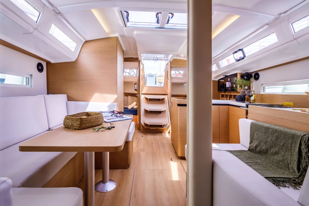 Salon of Konstantinos, a Jeanneau Sun Odyssey 410 sailboat at Preveza, Greece
