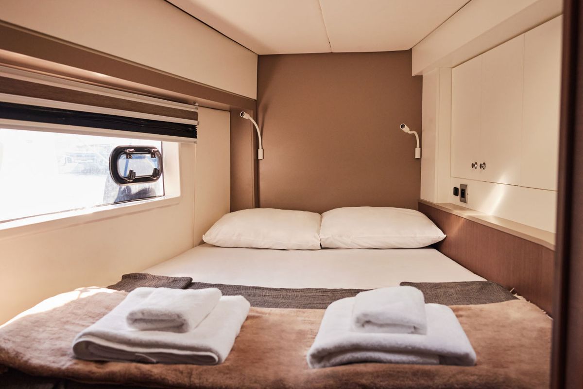 Cabin on Toddler, a Bali 4.2 catamaran at Marmaris, Turkey