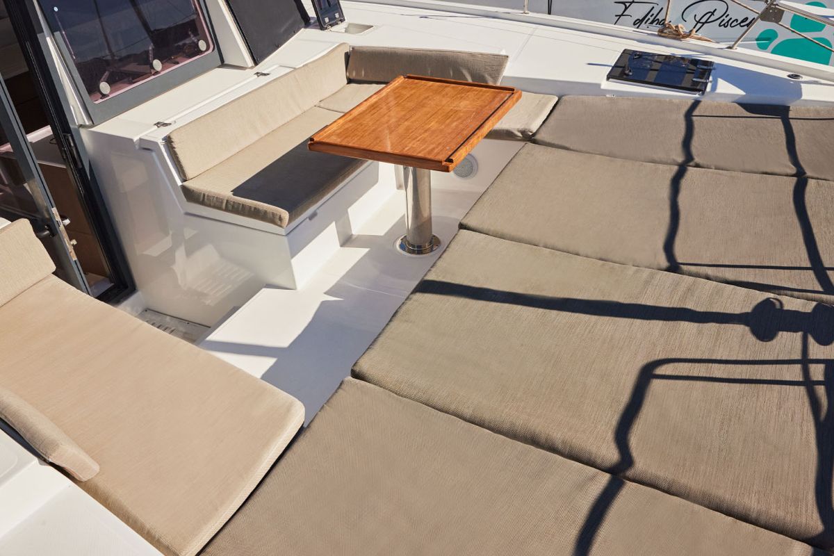 Deck of Toddler, a Bali 4.2 catamaran at Marmaris, Turkey