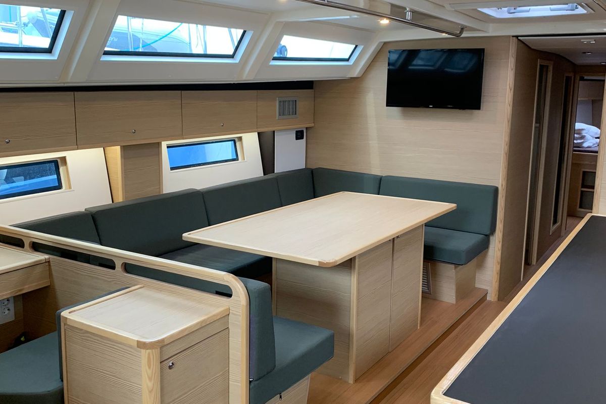 Salon of Ocean's Blue, a D&D Kufner 54 sailboat at Punat, Croatia