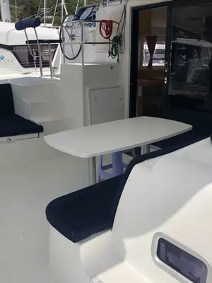 Cockpit of Oscar VI, a Lagoon 42 catamaran at Alameda, United States