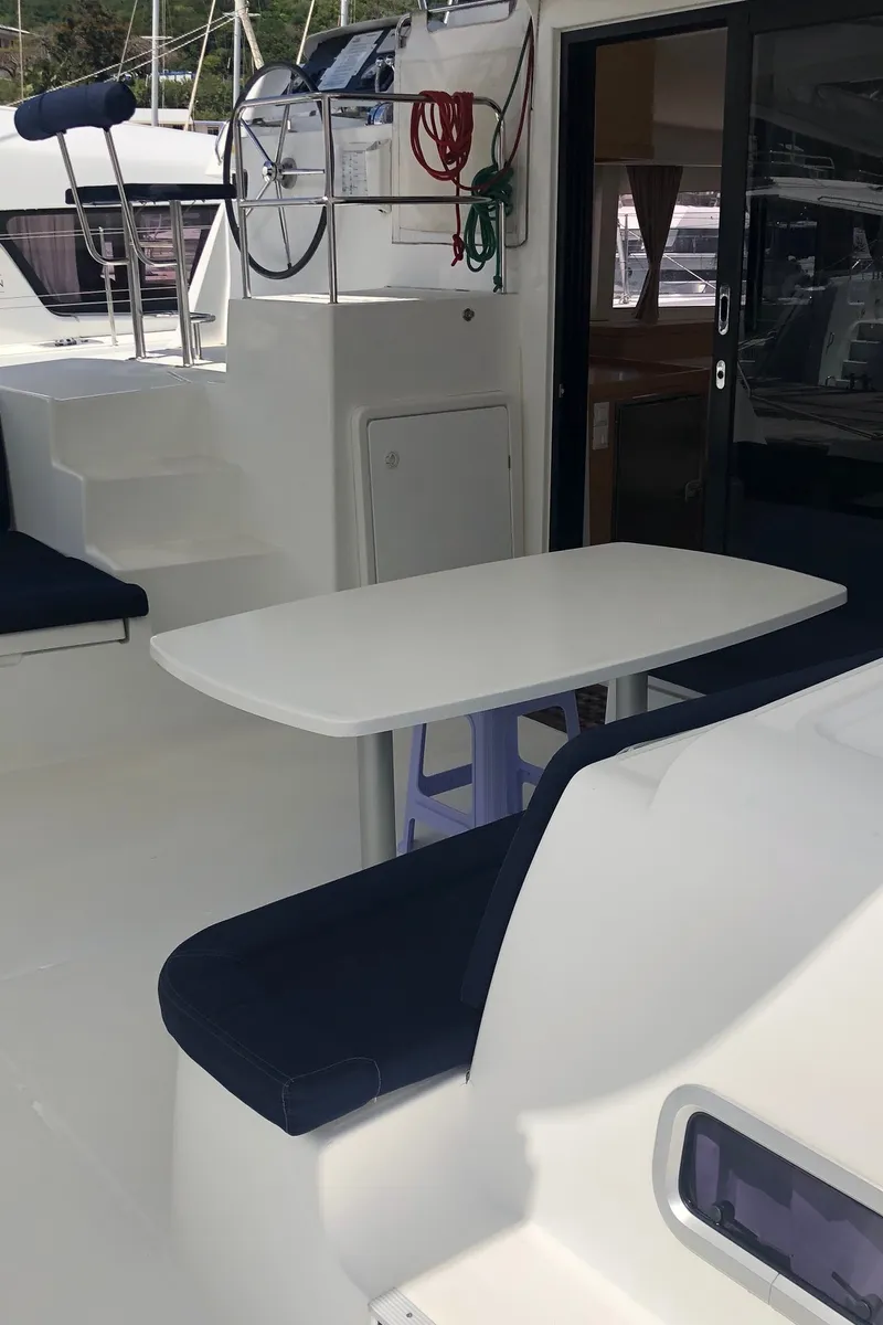 Cockpit of Oscar VI, a Lagoon 42 catamaran at Alameda, United States