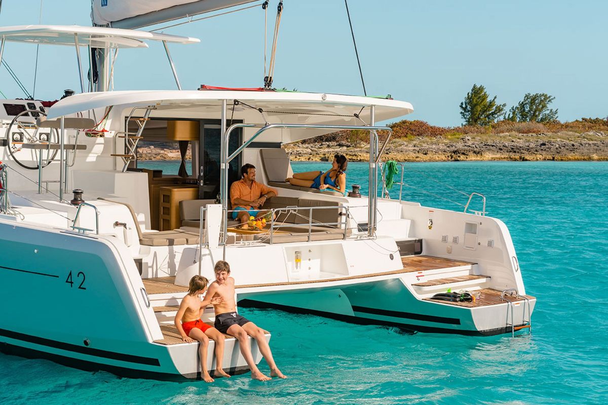 Exterior view of Oscar VI, a Lagoon 42 catamaran at Alameda, United States