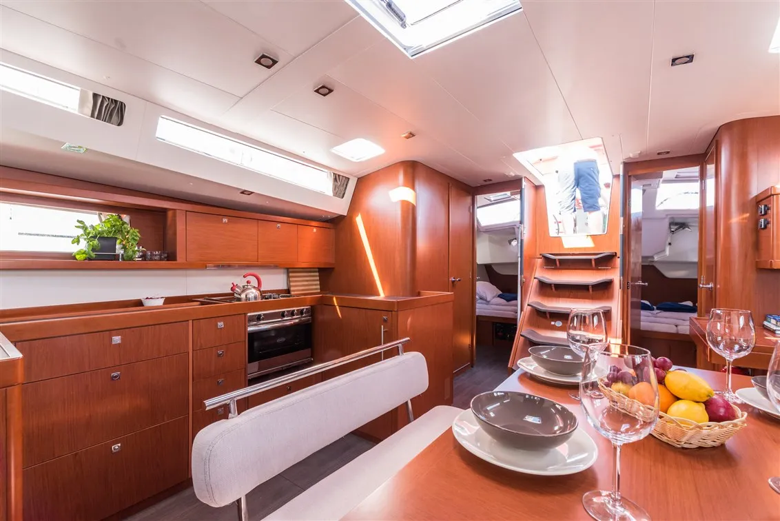 Salon of Flou, a Beneteau Oceanis 48 sailboat at Split, Croatia