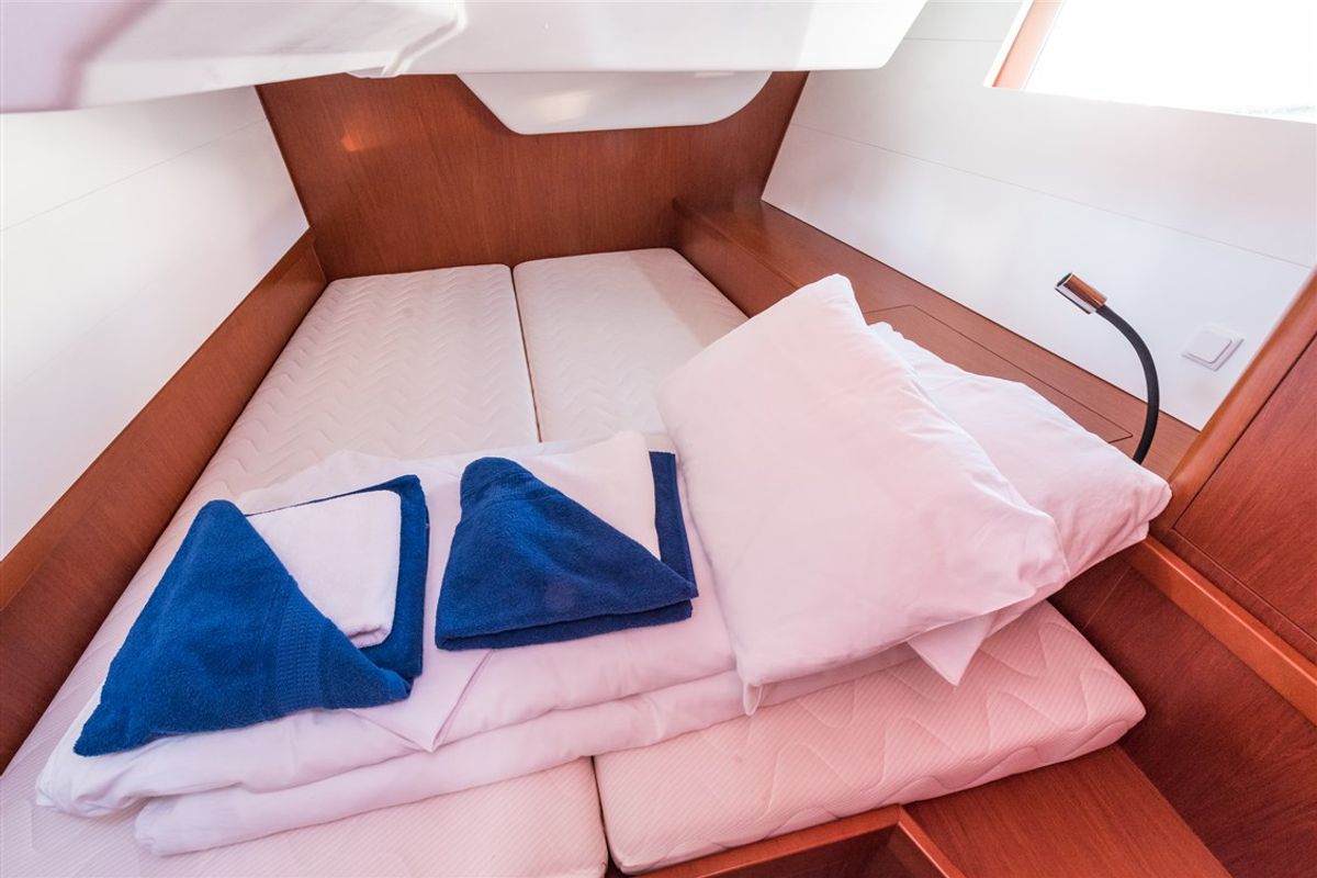 Cabin on Flou, a Beneteau Oceanis 48 sailboat at Split, Croatia
