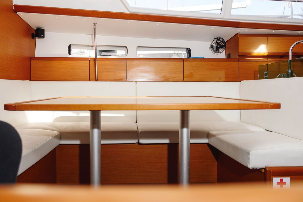 Salon of Tortuga, a Jeanneau Sun Odyssey 449 sailboat at Rogač, Croatia
