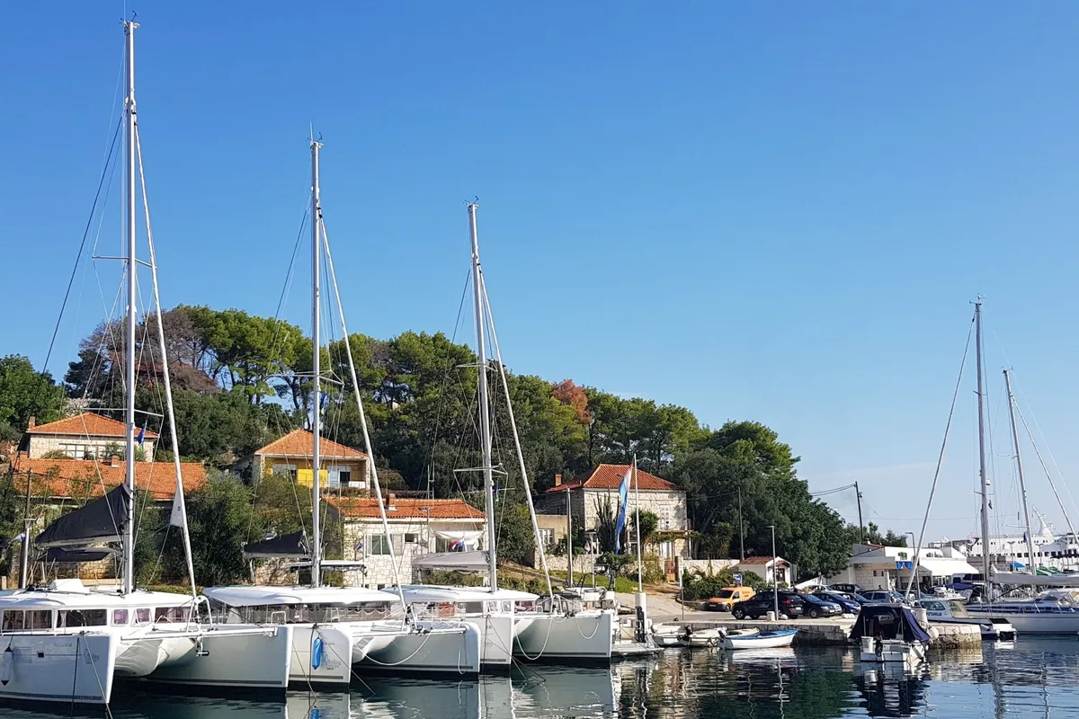 Exterior view of Tortuga, a Jeanneau Sun Odyssey 449 sailboat at Rogač, Croatia