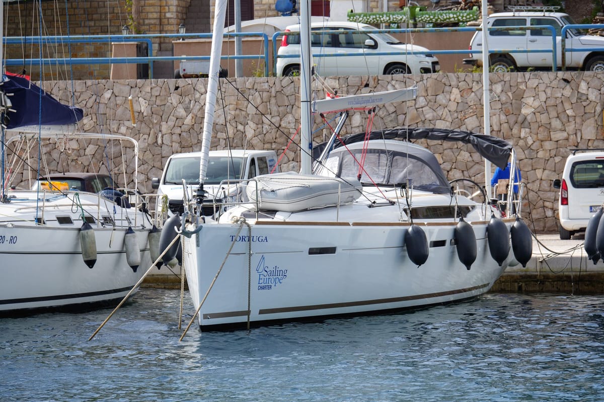 Exterior view of Tortuga, a Jeanneau Sun Odyssey 449 sailboat at Rogač, Croatia