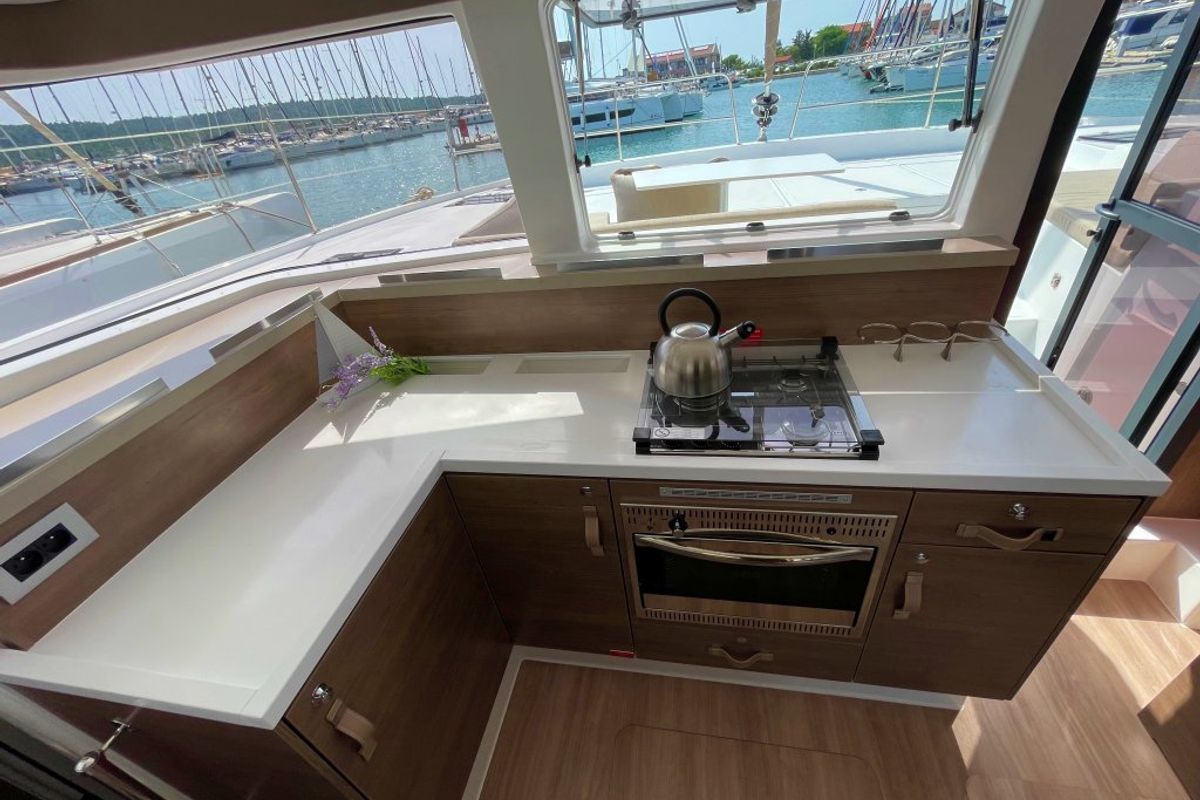 Galley of Sail and Adventure, a Bali 4.2 catamaran at Pirovac, Croatia