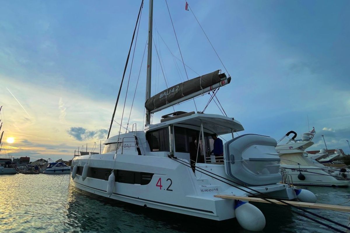 Exterior view of Sail and Adventure, a Bali 4.2 catamaran at Pirovac, Croatia