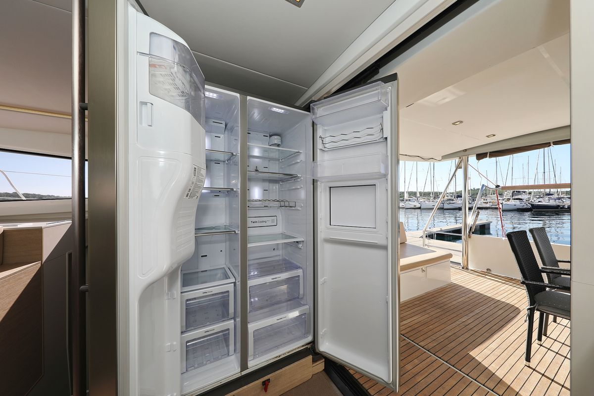 Galley of Rozi V, a Bali 4.5 catamaran at Općina Rogoznica, Croatia