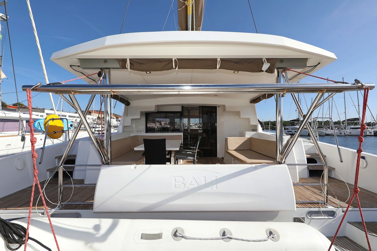 Exterior view of Rozi V, a Bali 4.5 catamaran at Općina Rogoznica, Croatia