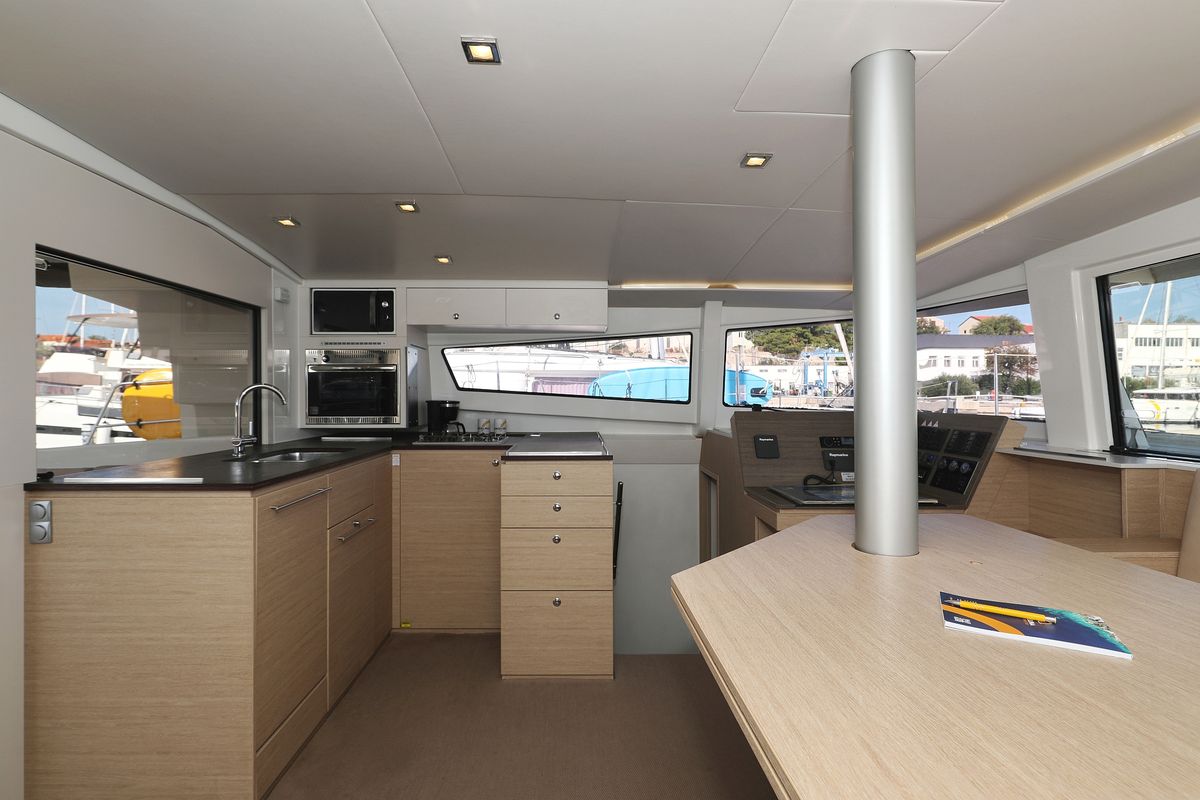 Galley of Rozi V, a Bali 4.5 catamaran at Općina Rogoznica, Croatia