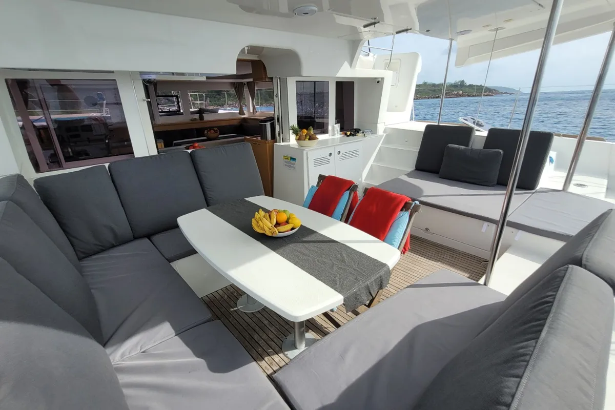 Deck of Butterfly, a Lagoon Lagoon 450 F - 4 + 2 cab. catamaran at Azam Marina, Tanzania