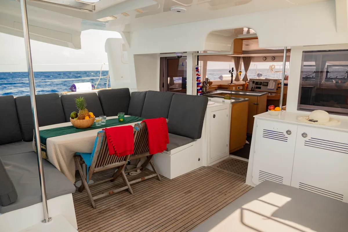 Deck of Butterfly, a Lagoon Lagoon 450 F - 4 + 2 cab. catamaran at Azam Marina, Tanzania