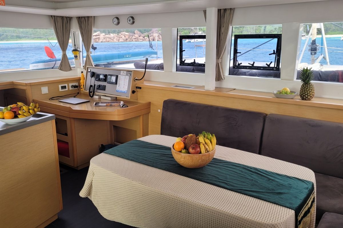 Salon of Butterfly, a Lagoon Lagoon 450 F - 4 + 2 cab. catamaran at Azam Marina, Tanzania