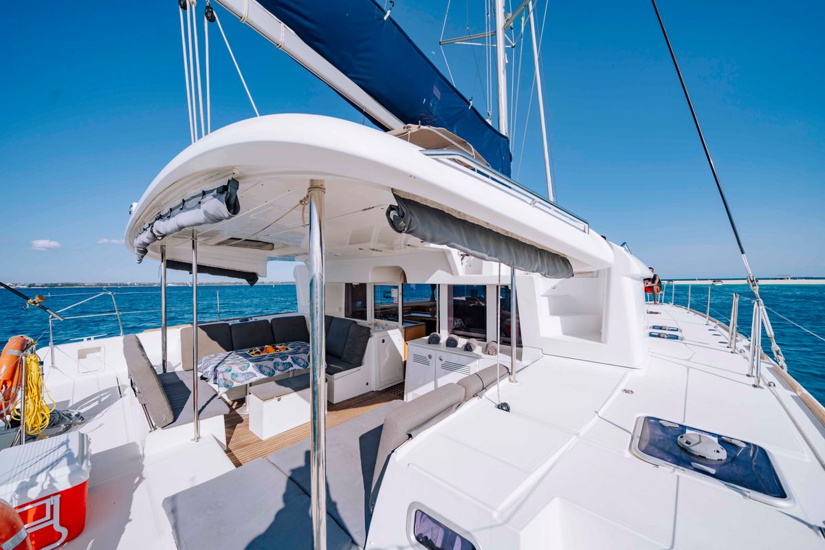 Deck of Butterfly, a Lagoon Lagoon 450 F - 4 + 2 cab. catamaran at Azam Marina, Tanzania