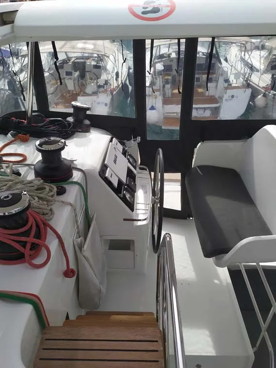 Cockpit of Twin Elli, a Lagoon 450 S catamaran at Grad Trogir, Croatia