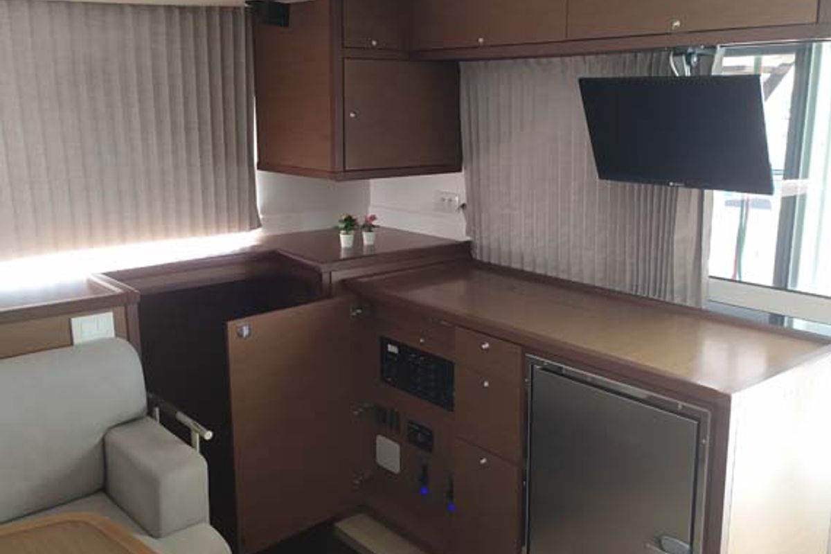 Salon of Twin Elli, a Lagoon 450 S catamaran at Grad Trogir, Croatia