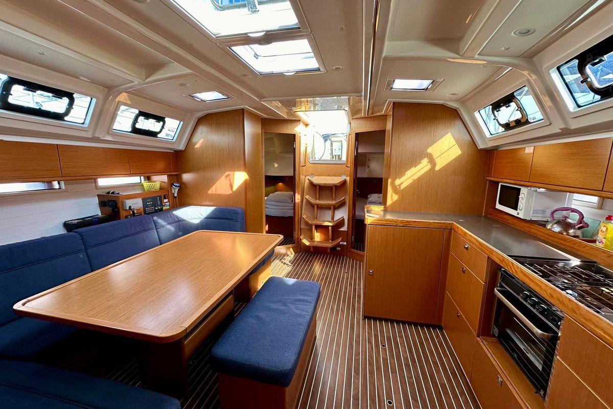 Salon of Rava, a Bavaria Cruiser 46 sailboat at Općina Sukošan, Croatia