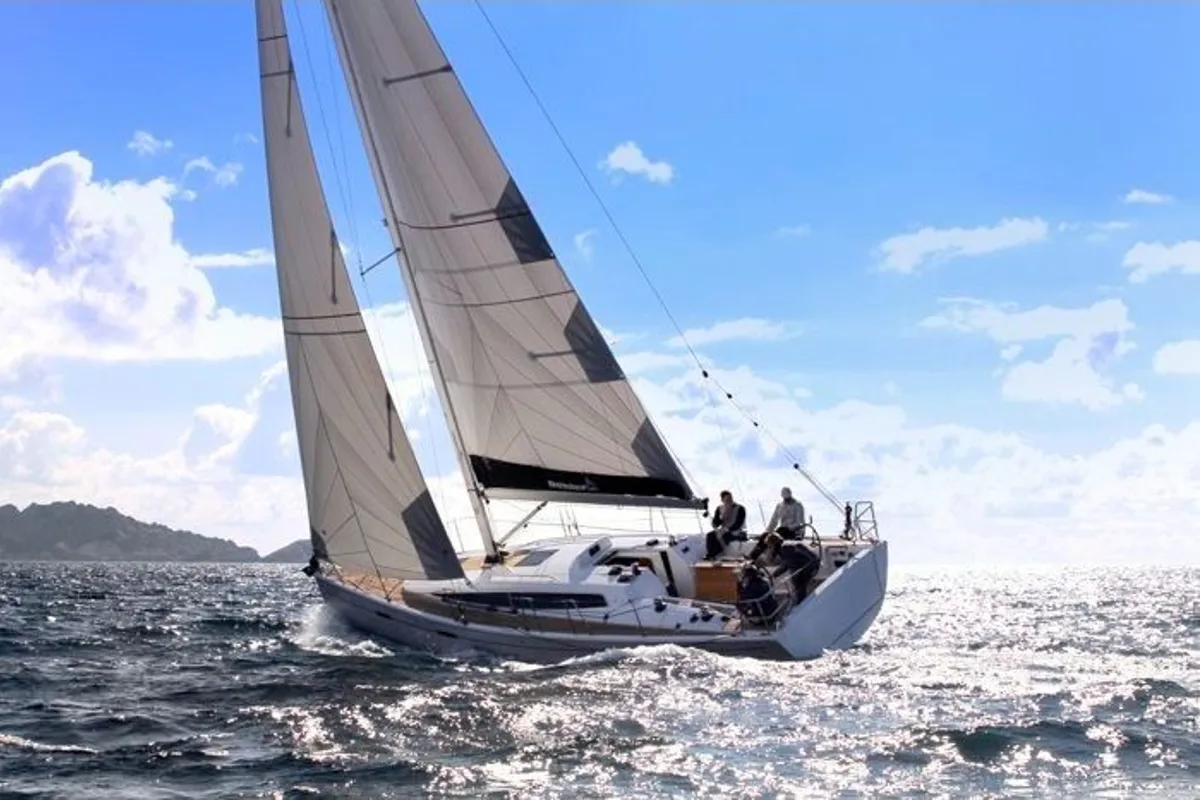Exterior view of Lieutenant Dan, a Dehler 38 sailboat at Punat, Croatia
