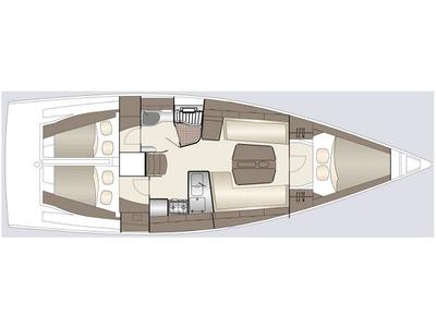 Floor plan of Lieutenant Dan, a Dehler 38 sailboat at Punat, Croatia