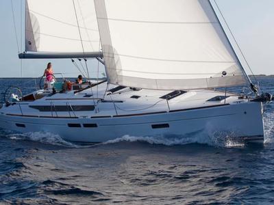 Exterior view of Kos 469.1, a Jeanneau Sun Odyssey 469 sailboat at Municipal Unit of Lefkada, Greece
