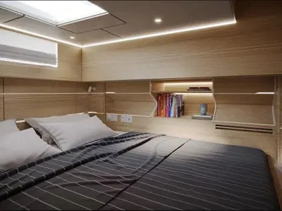 Cabin on Kajsa Kavat, a Cervetti 44 catamaran at Primošten, Croatia