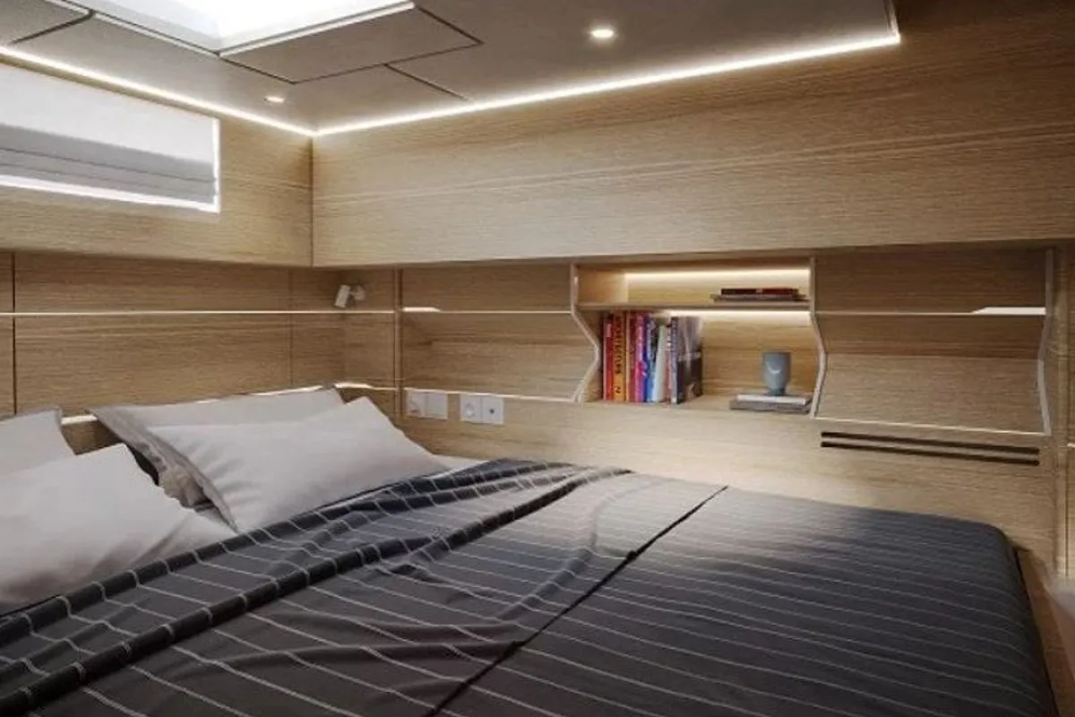 Cabin on Kajsa Kavat, a Cervetti 44 catamaran at Primošten, Croatia