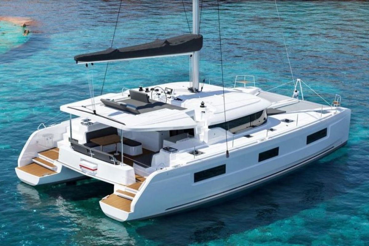 Exterior view of Kleio, a Lagoon 46 catamaran at Volos Municipality, Greece
