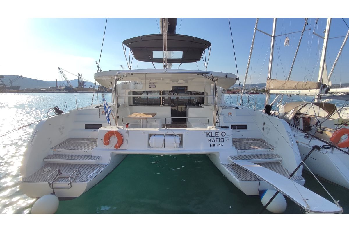 Exterior view of Kleio, a Lagoon 46 catamaran at Volos Municipality, Greece
