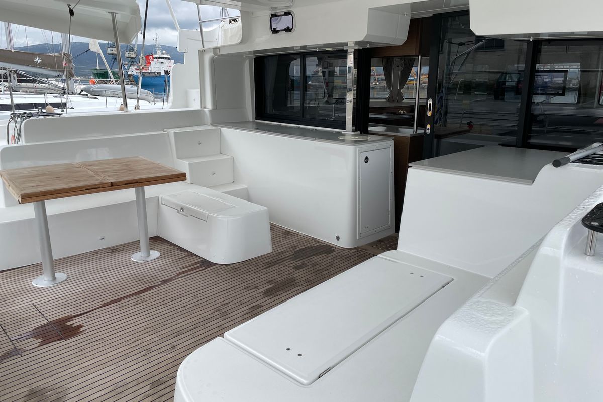 Deck of Kleio, a Lagoon 46 catamaran at Volos Municipality, Greece