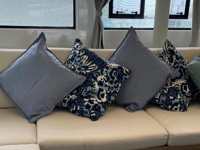Salon of Aegeus, a Lagoon 51 catamaran at Piraeus, Greece