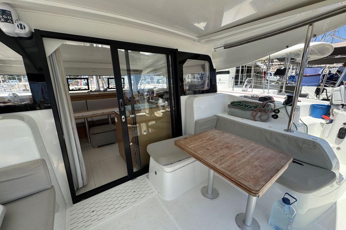 Deck of Lady Ellen - 1747/2025, a Excess 11 catamaran at Palma de Mallorca, Spain