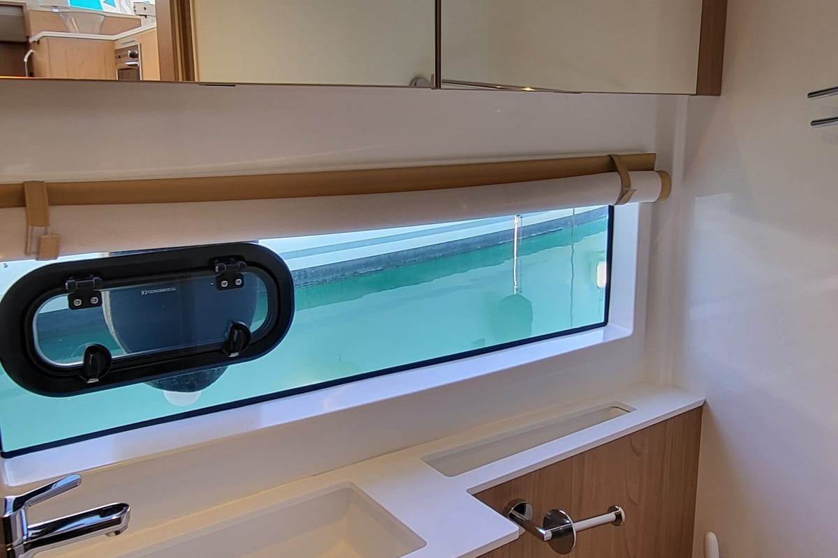 Head on Blue Moon, a Lagoon 46 catamaran at Capo d'Orlando, Italy