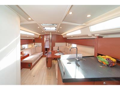 Salon of Azur, a Hanse Yachts Hanse 418 sailboat at Lavreotiki Municipal Unit, Greece