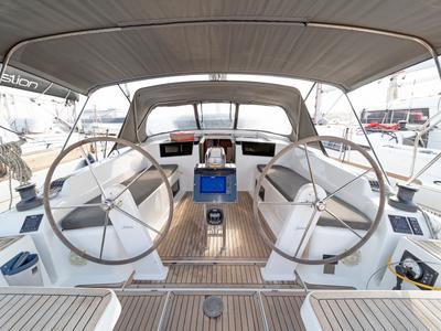 Cockpit of Azur, a Hanse Yachts Hanse 418 sailboat at Lavreotiki Municipal Unit, Greece