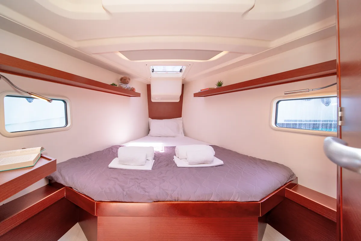 Cabin on Azur, a Hanse Yachts Hanse 418 sailboat at Lavreotiki Municipal Unit, Greece