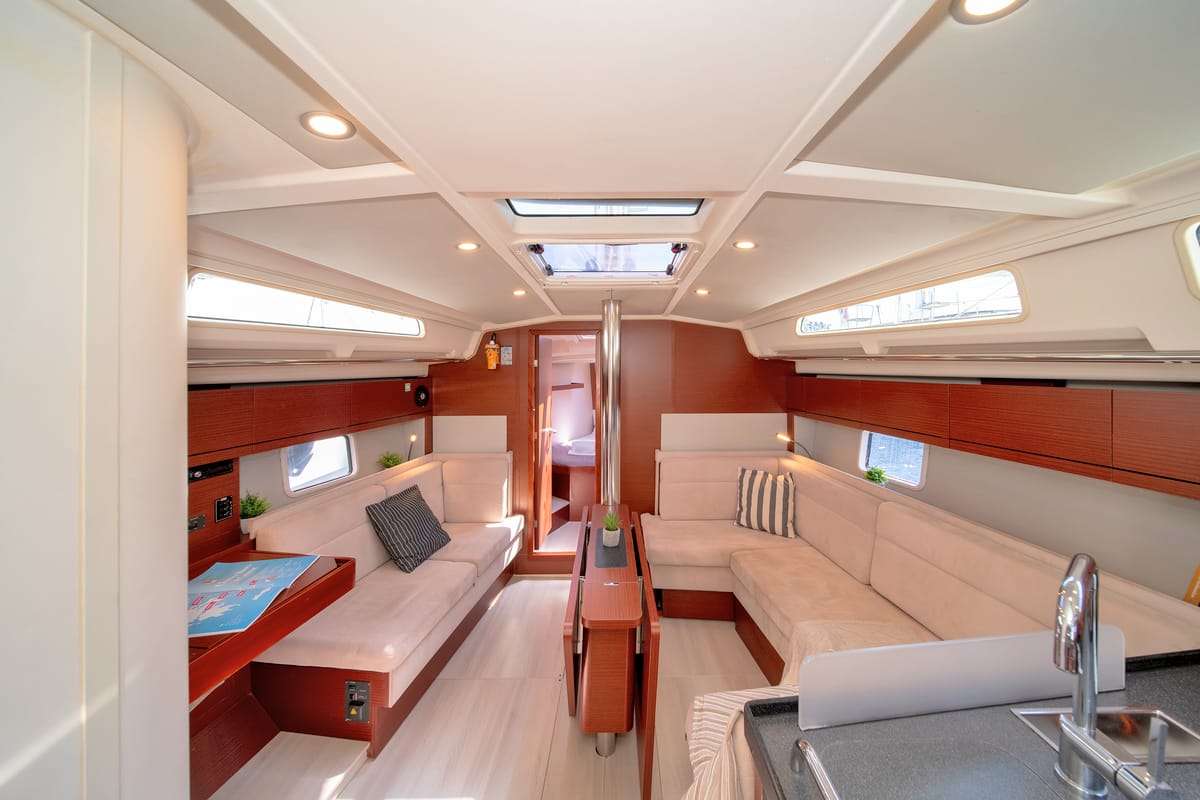 Cabin on Azur, a Hanse Yachts Hanse 418 sailboat at Lavreotiki Municipal Unit, Greece