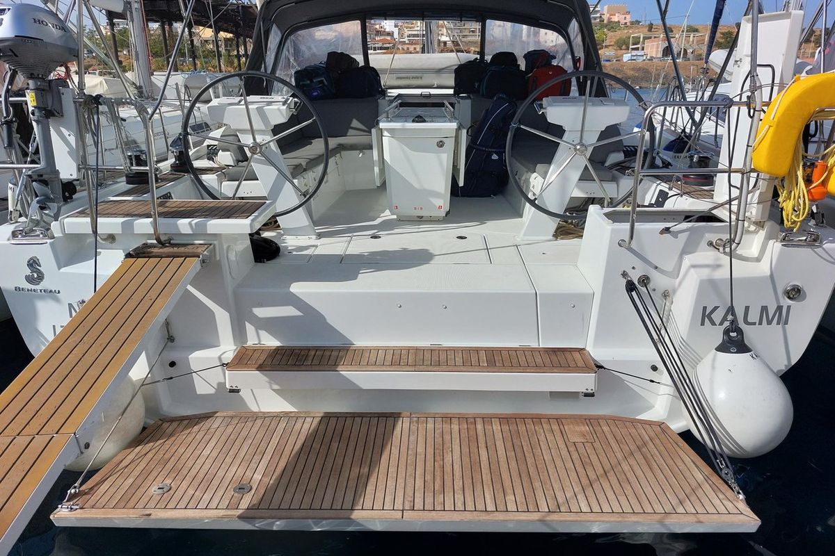 Cockpit of Kalmi, a Beneteau Oceanis 46.1 sailboat at Lavreotiki Municipal Unit, Greece