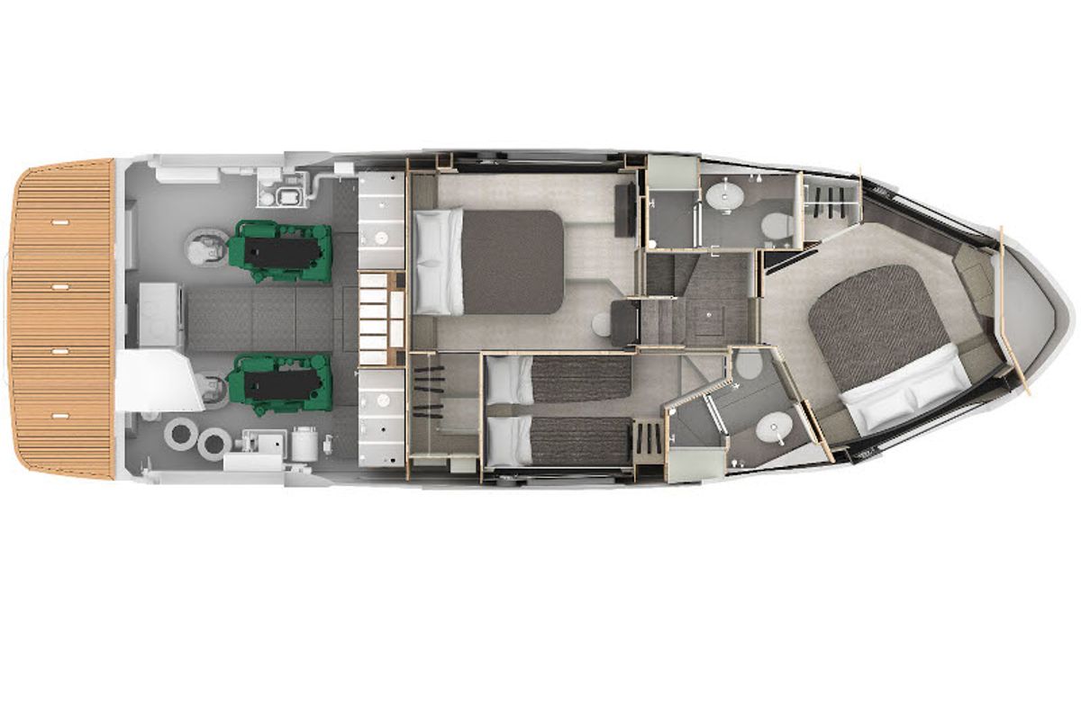 Floor plan of Vardo, a Absolute Yachts Absolute 47 Fly motorboat at Općina Rogoznica, Croatia