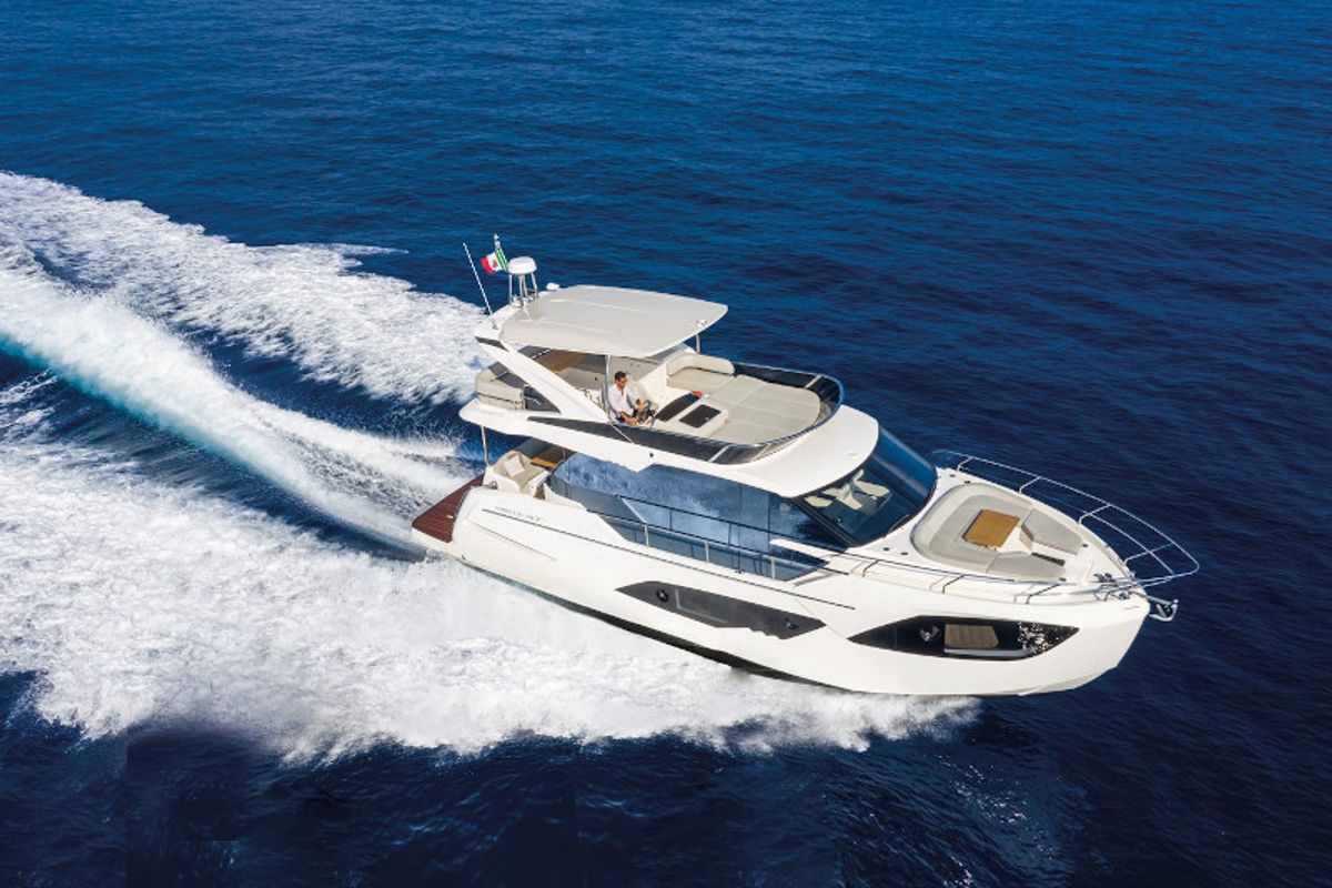 Exterior view of Vardo, a Absolute Yachts Absolute 47 Fly motorboat at Općina Rogoznica, Croatia